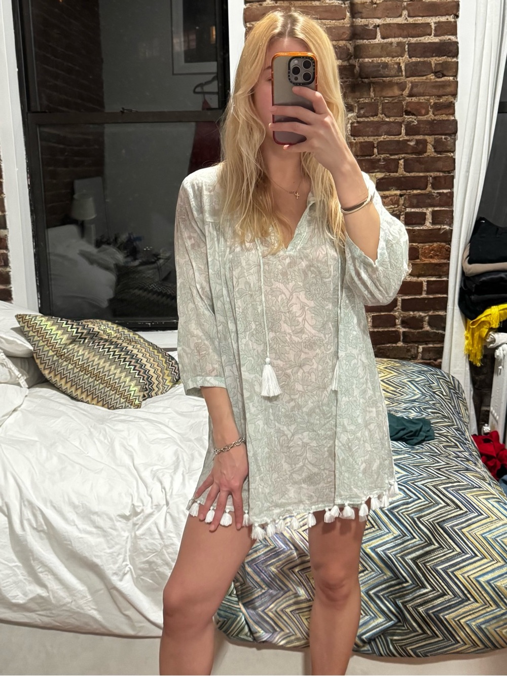 Roller Rabbit Mint Green Tassel Beach Tunic